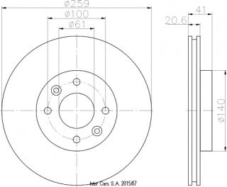 Тормозной диск передний Рено Кенго (диаметр 259мм)  I  Ferodo DDF1096 ― Vivaro
